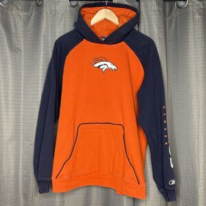 Denver Broncos Pullover Sweatshirt Kanga Hoodie Men’s Medium Orange & Blue